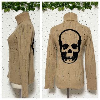 本物 ルシアンペラフィネ 背面スカル カシミヤ混 タートルネック