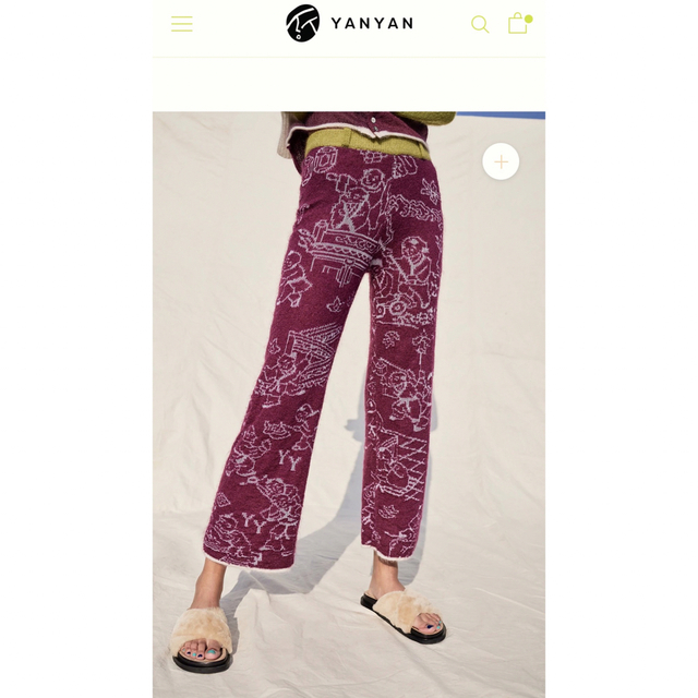 ジャガードパンツ新品　YANYAN MOMO LAZA PANT IN GRAPE MOHAIR