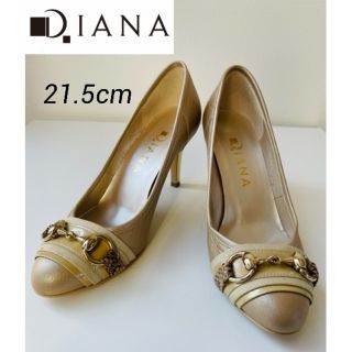 ダイアナ(DIANA)の【DIANA】ダイアナ パンプスヒール 21.5cm ベージュ ゴールドチェーン(ハイヒール/パンプス)