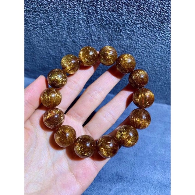 てなグッズや ⭐︎天然銅色ゴールドルチルクオーツ ブレスレット 16mm