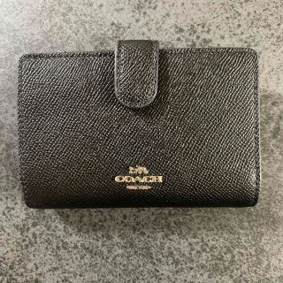 コーチ(COACH)の【値下げ】COACH コーチ　　二つ折り財布　ウォレット　　黒　ブラック　ロゴ(財布)