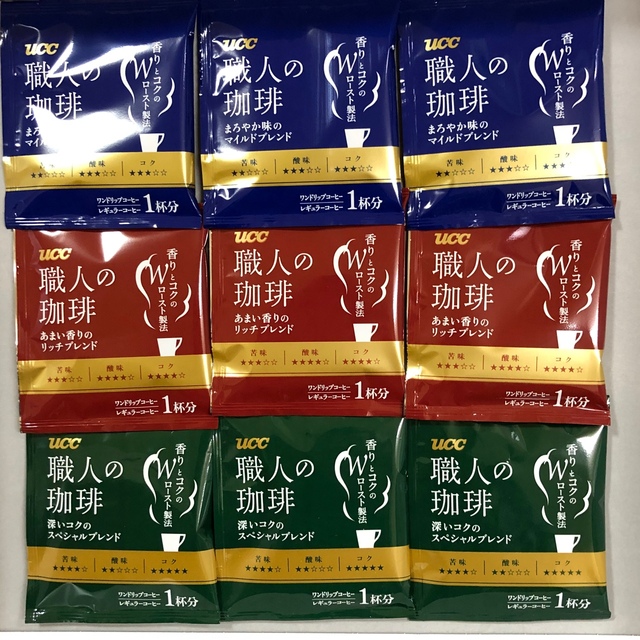 UCC(ユーシーシー)のUCC職人の珈琲　ワンドリップコーヒー　3種類 食品/飲料/酒の飲料(コーヒー)の商品写真