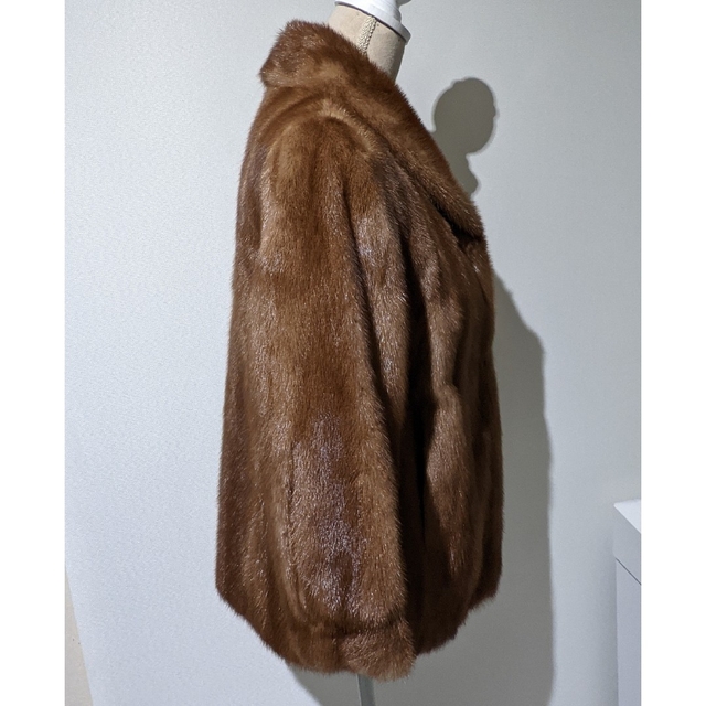 オンワード☆小さめブラウンミンクコートジャケット☆９号 レディースのジャケット/アウター(毛皮/ファーコート)の商品写真