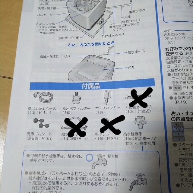 Panasonic(パナソニック)の洗濯ホース　パナソニック スマホ/家電/カメラの生活家電(洗濯機)の商品写真