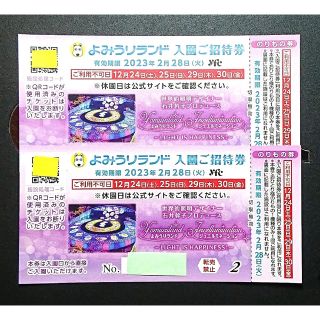 ★即日発送★よみうりランド 入園ご招待券2枚セット のりもの券2枚付き(遊園地/テーマパーク)