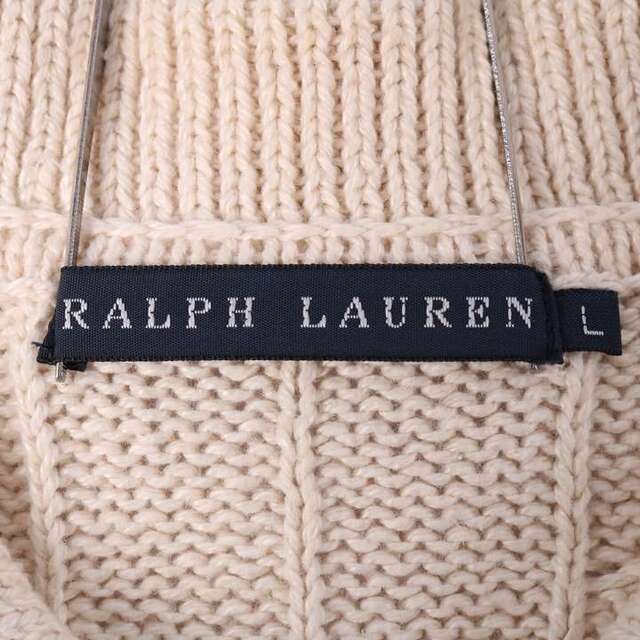 Ralph Lauren(ラルフローレン)のラルフローレン 半袖ニット セーター 襟付き ボタン 無地 トップス 麻/リネン混 レディース Lサイズ ベージュ RALPH LAUREN レディースのトップス(ニット/セーター)の商品写真