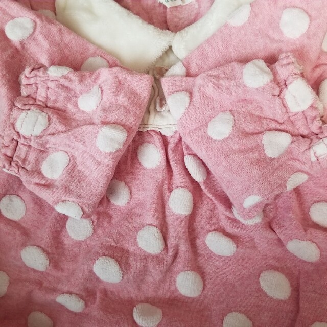 coeur a coeur(クーラクール)のクーラクールの長袖ワンピース　濃いピンク　桃色　ドット　水玉　うさぎ型100 キッズ/ベビー/マタニティのキッズ服女の子用(90cm~)(ワンピース)の商品写真