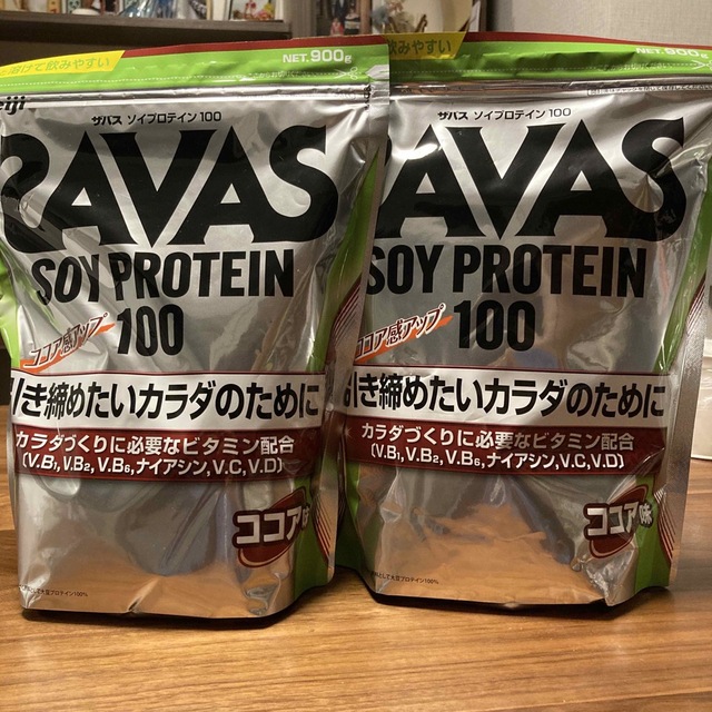 SAVAS(ザバス)のザバス ソイプロテイン100 ココア味900g×2袋 計1.8kg 食品/飲料/酒の健康食品(プロテイン)の商品写真