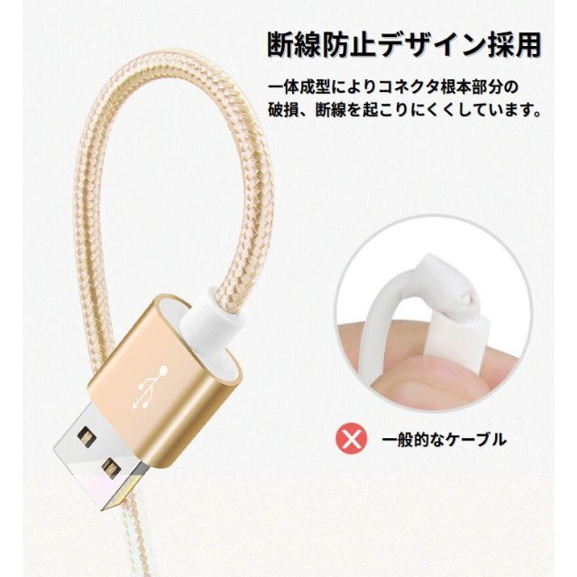 ライトニングケーブル iPhone充電コード 2m 1本 ブラック スマホ/家電/カメラのスマホアクセサリー(その他)の商品写真