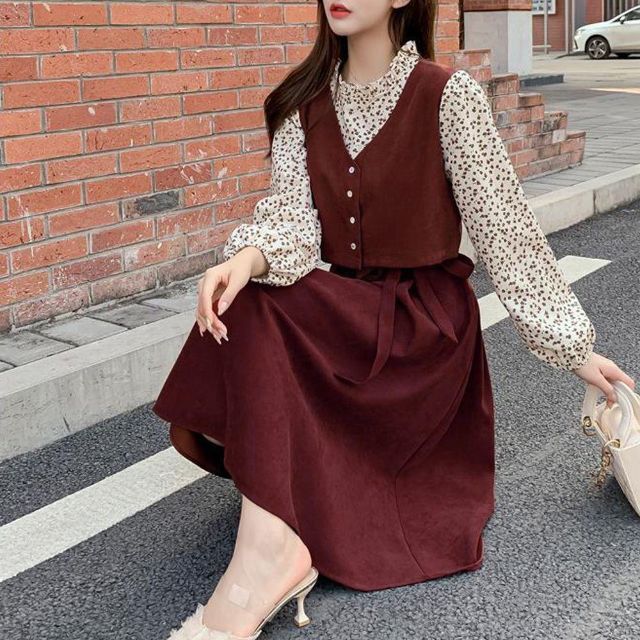 ♉ワンピース レディース ブラック■レイヤード風 韓国ファッション 4
