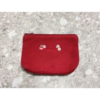 ピンクハウス(PINK HOUSE)のピンクハウス PINK HOUSE ポーチ イチゴ苺 ロゴ 刺繍 水玉 赤   (ポーチ)