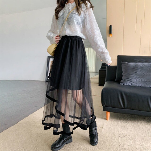 チュールスカート シースルー ミニスカート フリーサイズ 韓国 レディースのスカート(ミニスカート)の商品写真