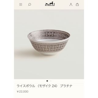 最終値下げ【新品未使用】エルメス〈モザイク 24〉 プラチナ ライスボウル 2客
