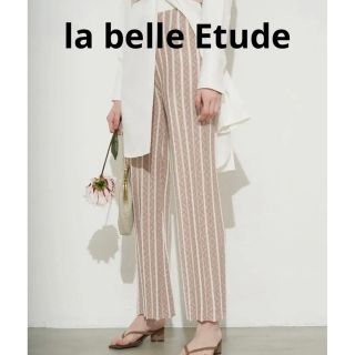 ラベルエチュード(la belle Etude)の美品　la belle Etude プリーツニットジャガーパンツ(カジュアルパンツ)