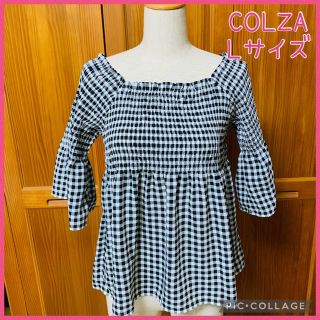 コルザ(COLZA)のCOLZA  ギンガムチェックのシャーリングブラウス☆Lサイズ(シャツ/ブラウス(長袖/七分))