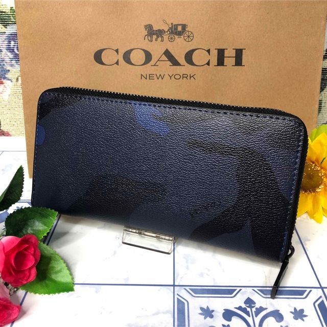 COACH - コーチ 長財布 迷彩柄 ブルー 【新品】の通販 by りこ's shop