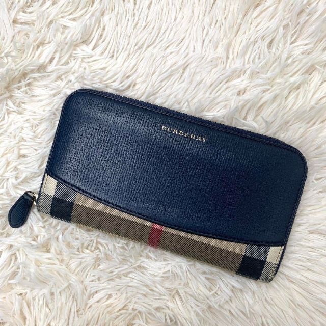 Burberry 長財布 ネイビー×ブルー