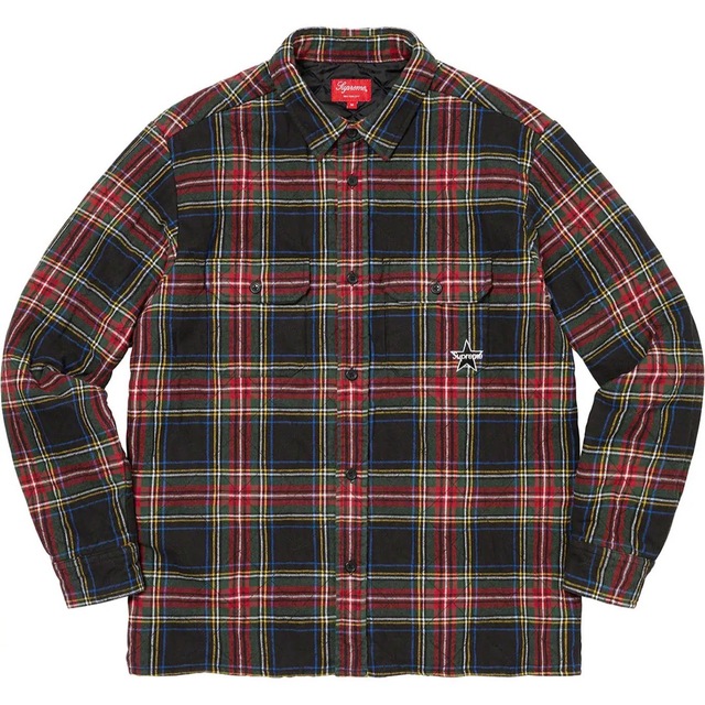 supreme Quilted Plaid Flannel Shirt Lサイズ