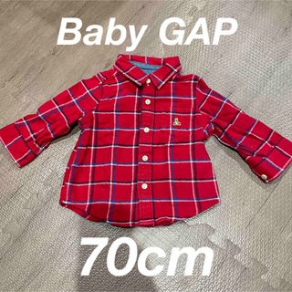 ベビーギャップ(babyGAP)のベビーギャップ  長袖ネルシャツ70cm  レッド  チェック(シャツ/カットソー)