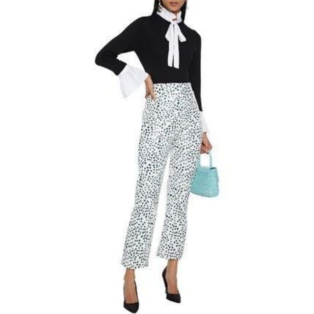 Alice+Olivia ニット ガウン カーディガン ブラック ホワイト WEB限定