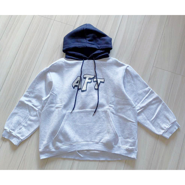 美品 アフターベース afterbase Hooded ライトグレー×ネイビー