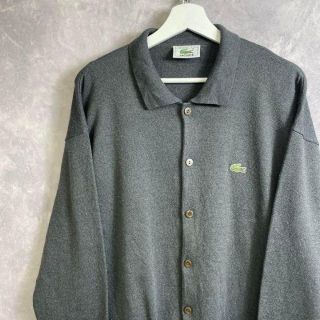 ラコステ(LACOSTE)のラコステ 90s 襟付きカーディガン グレー ボタン スペイン製(カーディガン)