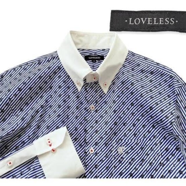 即完売　希少　LOVELESS　モノグラム　ロゴ　シャツ　ブルー　ラブレス　1 1