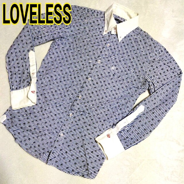 即完売　希少　LOVELESS　モノグラム　ロゴ　シャツ　ブルー　ラブレス　1