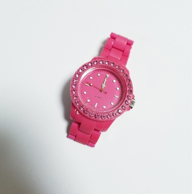 claire's(クレアーズ)のクレアーズ ショッキングピンク ラインストーン 腕時計 レディースのファッション小物(腕時計)の商品写真