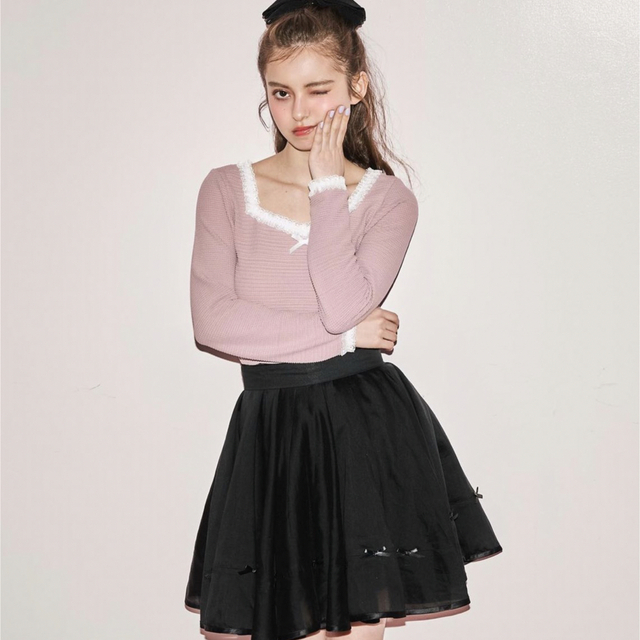 ballerina ribbon flare skirt(white)