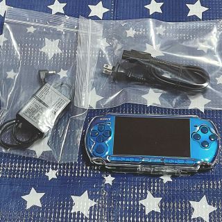 プレイステーションポータブル(PlayStation Portable)のPSP 3000 ブルー　本体　充電器セット(携帯用ゲーム機本体)