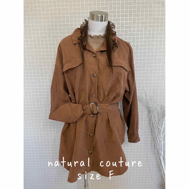 natural couture(ナチュラルクチュール)の2023②⑤ natural couture ベルト付きシャツ size長袖 レディースのトップス(シャツ/ブラウス(長袖/七分))の商品写真