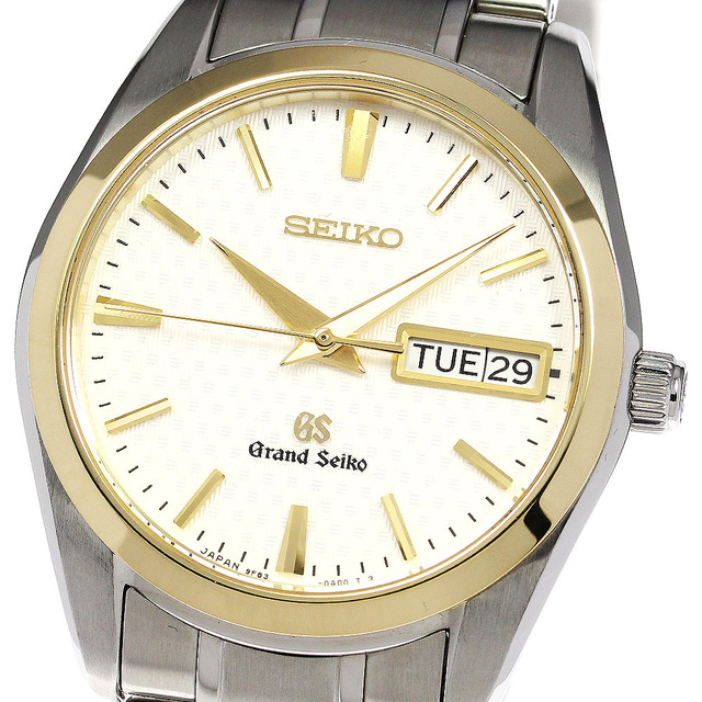 独創的 - SEIKO ☆美品 メンズ_735505 クォーツ SBGT038/9F83-0AJ0 K18YGベゼル デイデイト グランドセイコー  ☆内箱・保証書付き【SEIKO】セイコー 腕時計(アナログ) 