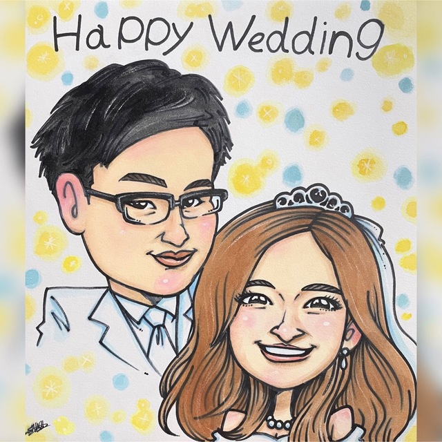 似顔絵オーダー　記念日　誕生日　結婚　プレゼントなどに☺️ その他のその他(オーダーメイド)の商品写真