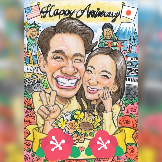 似顔絵オーダー　結婚式　誕生日　記念日　プレゼントなど☺️🌈 その他のその他(オーダーメイド)の商品写真