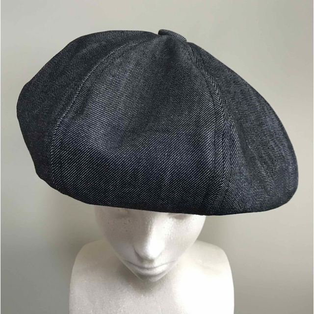黒 デニム ベレー帽 ハンドメイド サイズ調節 先染 ブラックデニム