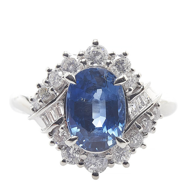 WEB限定】 美品 Pt900 プラチナ リング 指輪 サファイア 3.236ct