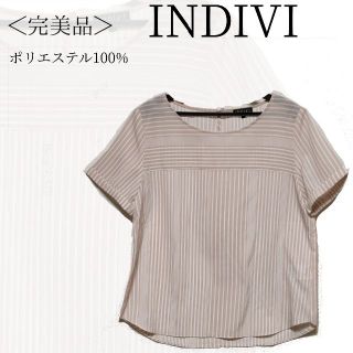 インディヴィ(INDIVI)のINDIVI ブラウス 38サイズ 半袖 淡い ピンク ストライプ✓1551(ポロシャツ)