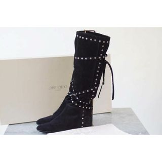 ジミーチュウ(JIMMY CHOO)のジミーチュウ／Jimmy Choo  ブーツ シューズ 靴 ビジネス レディース 女性 女性用 スエード スウェード レザー 革 本革 ブラック 黒 102WALK ロングブーツ スタッズ ストラップ(ブーツ)