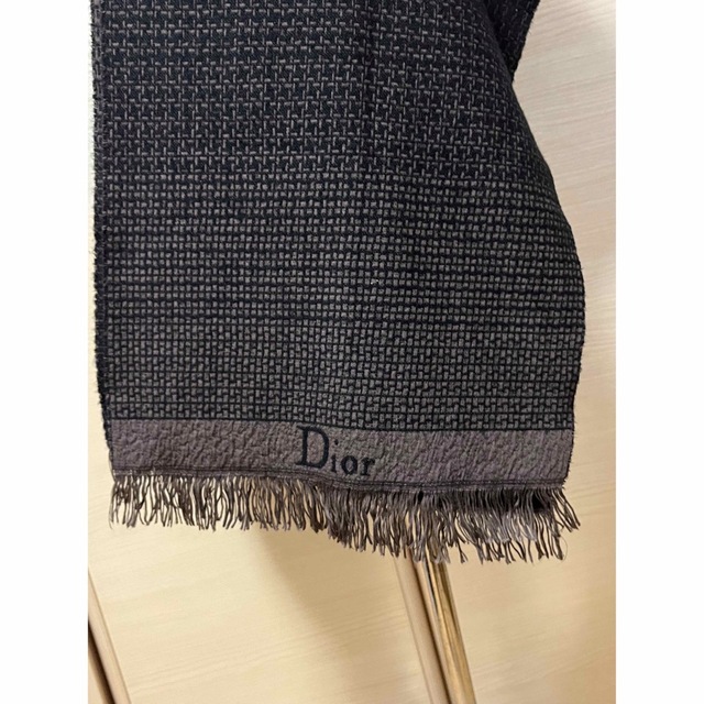 現行 DIOR ディオール ストール マフラー ネイビー×グレー 男女兼用