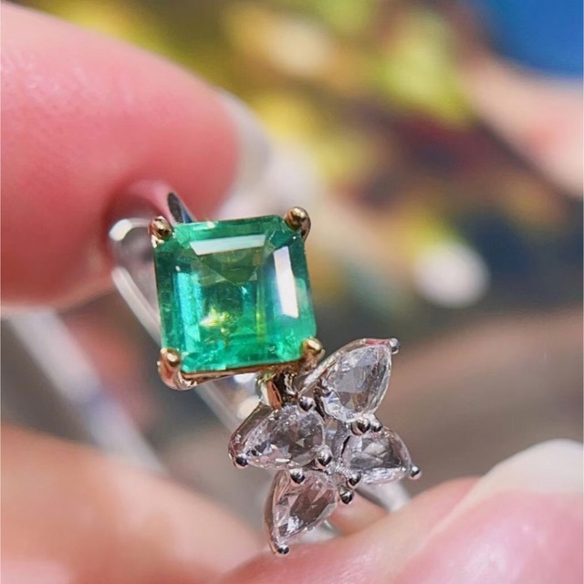 天然 エメラルド ダイヤ リング1.1ct k18 ¥ 公式 ストア レディース