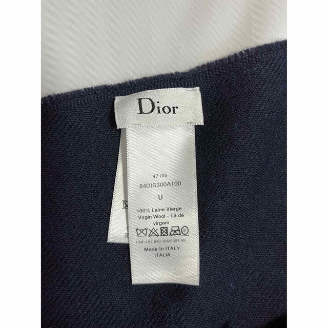 現行 DIOR ディオール ストール マフラー ネイビー×グレー 男女兼用