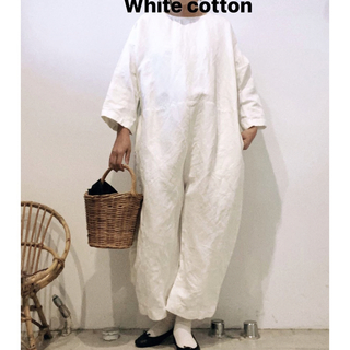 サマンサモスモス(SM2)のito fukuoka 作家　jump suit slim ホワイト　コットン(オールインワン)