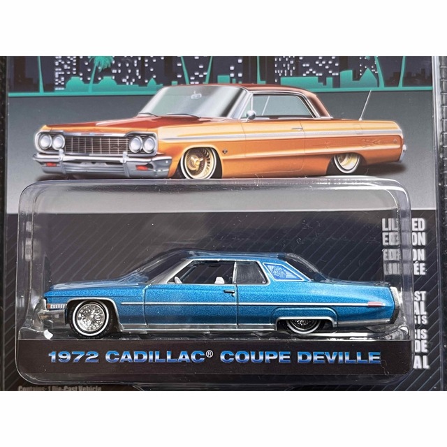 Cadillac(キャデラック)の1/64 グリーンライト ローライダー 1972 キャデラック クーペ デビル エンタメ/ホビーのおもちゃ/ぬいぐるみ(ミニカー)の商品写真