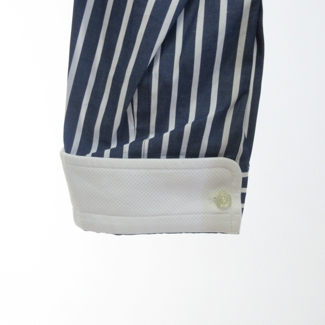 サカイ sacai 21年製 ストライプシャツ 長袖 袖切替 ブルー系 3 L 4