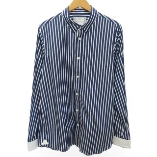 サカイ(sacai)のサカイ sacai 21年製 ストライプシャツ 長袖 袖切替 ブルー系 3 L(シャツ)