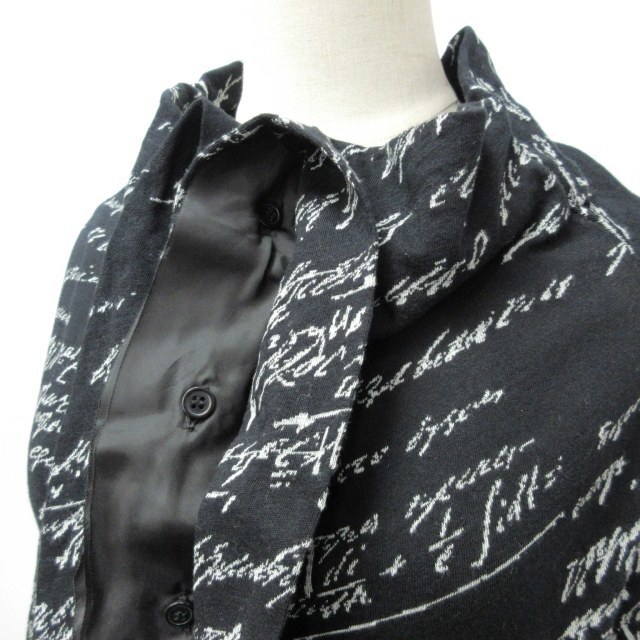 Y's(ワイズ)のワイズ Y's カーディガン シャツジャケット 数式柄 長袖 黒 白 2 レディースのトップス(カーディガン)の商品写真