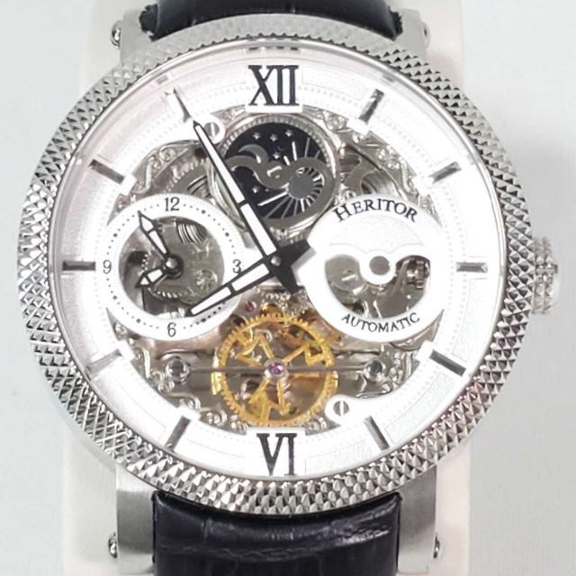 HERITOR ヘリクター HERHR4404 シルバー オートマチック レザ 2022人気