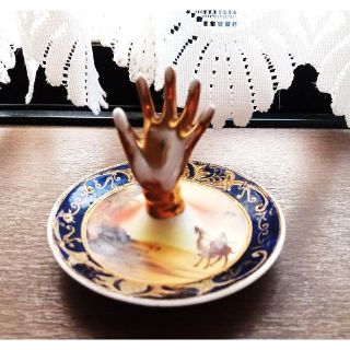 ノリタケ(Noritake)のセール！オールドノリタケ リングホルダー 砂漠風景 コバルトブルー 金盛(陶芸)