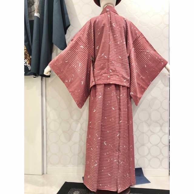 ワンピース SALE! 着物リメイク 竹 節 ボーダー ショート丈羽織 ロング